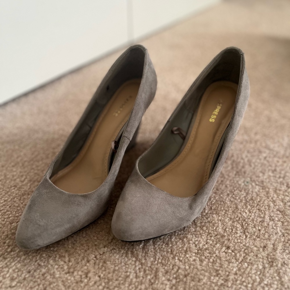 Express Gray Suede Wedge Heel